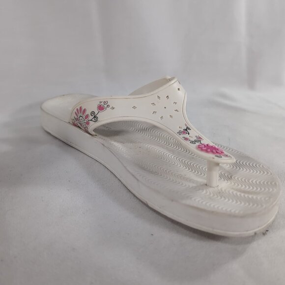 Grendene Ipanema Womens 9 38 White Floral Sandals Flip Flops Thong Pink Anatomic - Picture 8 of 12